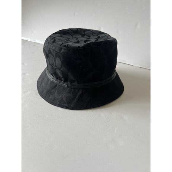 Coach Monogram Jacquard Bucket Hat Black Y2K Vintage size p/S - Picture 2 of 11